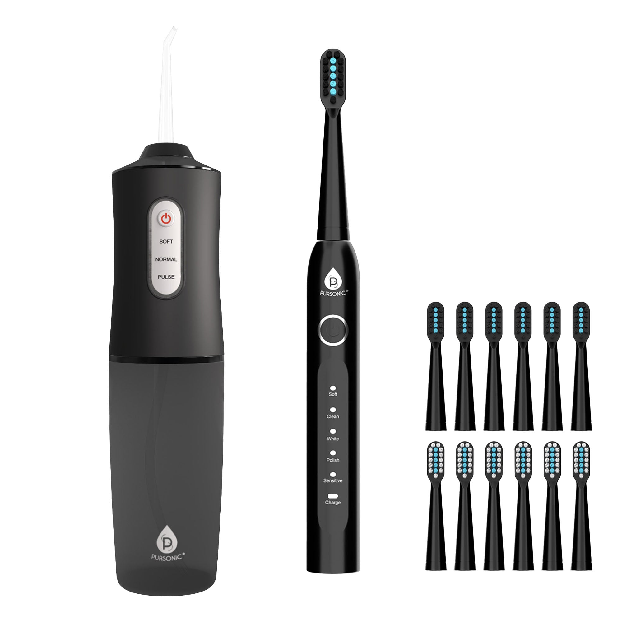 Pursonic Rechargeable Water Flosser & USB Electric Toothbrush with 12 Brush Heads – Advanced Oral Care Set - Image 4