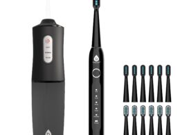 Pursonic Rechargeable Water Flosser & USB Electric Toothbrush with 12 Brush Heads – Advanced Oral Care Set