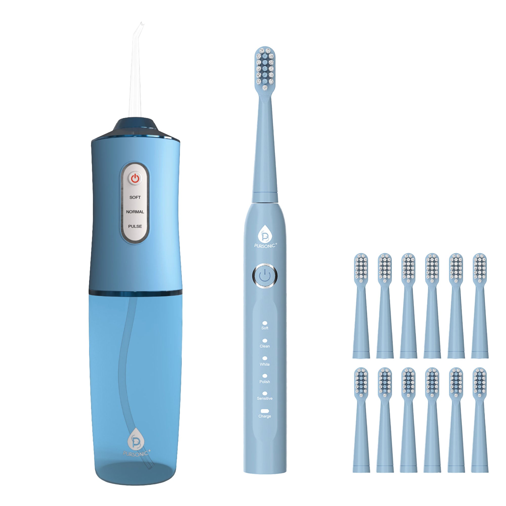 Pursonic Rechargeable Water Flosser & USB Electric Toothbrush with 12 Brush Heads – Advanced Oral Care Set - Image 5