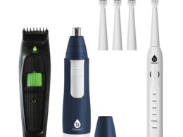 Pursonic GroomSmart Trio Bundle — USB Rechargeable Electric Toothbrush, Beard & Body Trimmer, and Nose & Ear Hair Trimmer for a Complete Grooming Experience