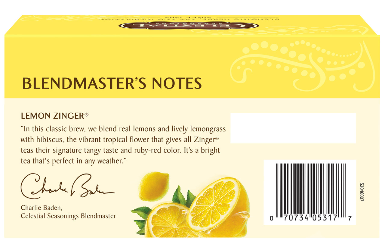Celestial Seasonings Lemon Zinger Herbal Tea 20 Tea Bags (Pack of 6 Boxes) - Image 2