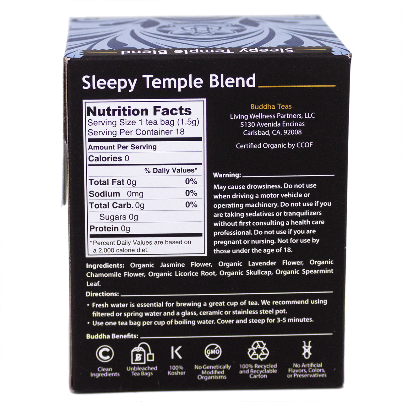 Buddha Teas Organic Sleepy Temple Blend 18 Tea Bags (Pack of 6 Boxes) - Image 2