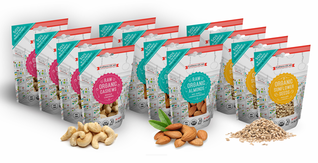 Snack Pack Size - 4 packs each of - 2 oz. Organic Almonds, 2 oz. Organic Cashews & 2 oz. Sunflower (total 12 packs)