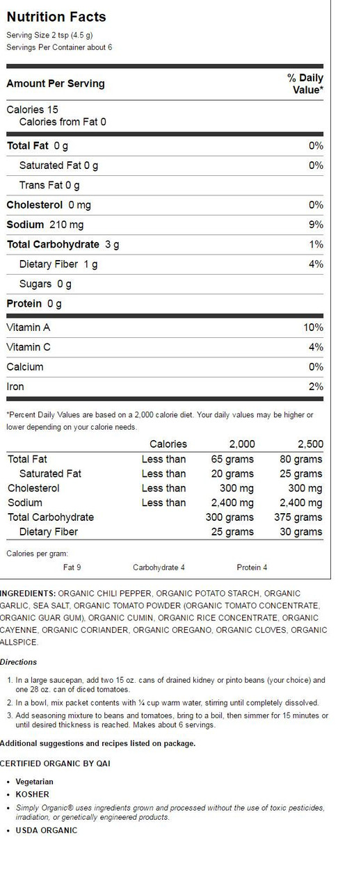 Simply Organic Veget Chili Ssn (12x1OZ ) - Image 2