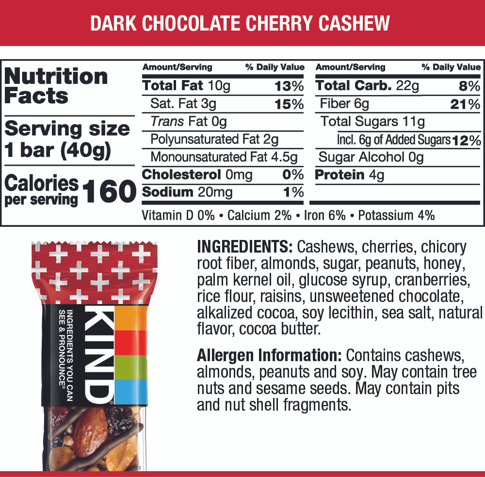 KIND DK CHOC CHRY CASHEW ( 10 X 6 OZ ) - Image 2