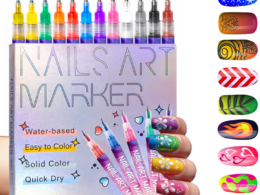 12-Colour Nail Art Pens – Fine Tip, Quick-Dry Nail Polish Pens for Creative Nail Designs