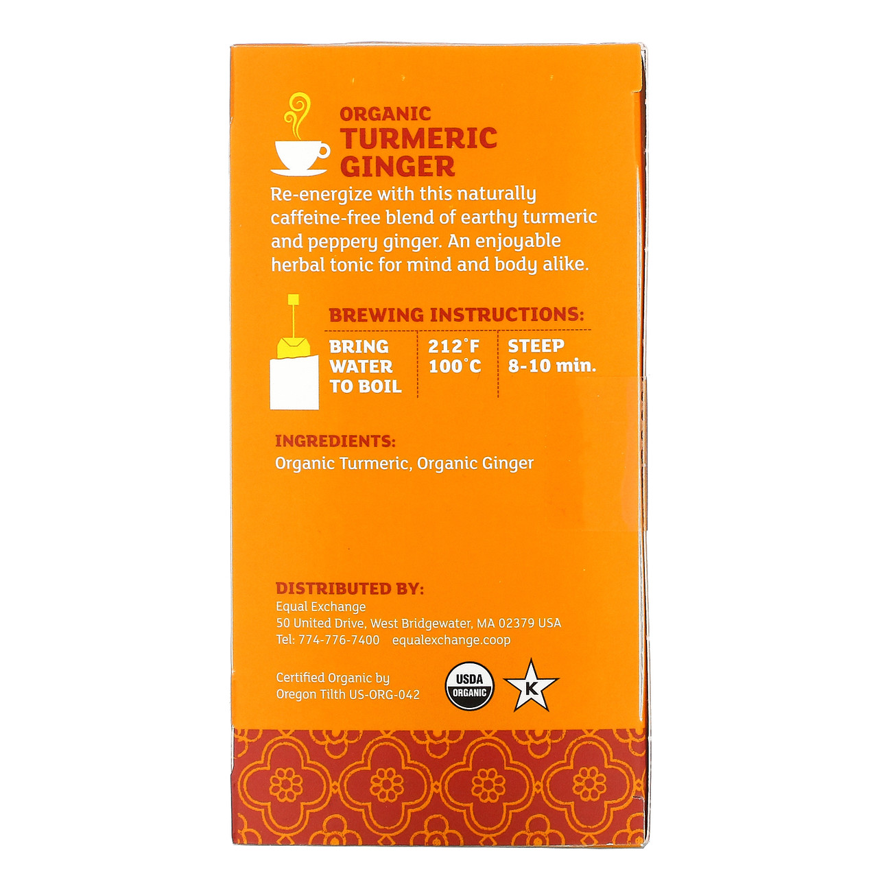 Organic Caffeine Free Turmeric Ginger Herbal Tea 20 Tea Bags (Pack of 6 Boxes) - Image 2