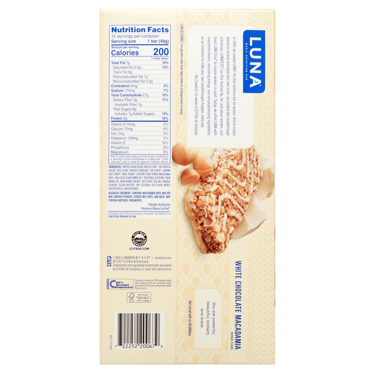 Clif Bar White Choc Macadamia Luna Bar (15x1.69 Oz) - Image 6