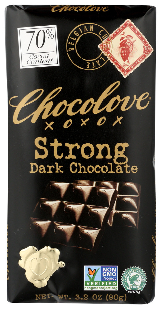 Chocolove Strong Dark Chocolate Bar (12x3.2 Oz)
