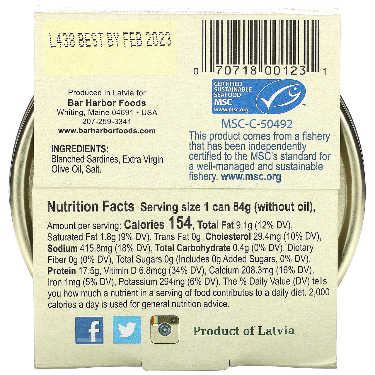 BHARBOR PEIT SARDS EVOO ( 12 X 4.2 OZ ) - Image 2