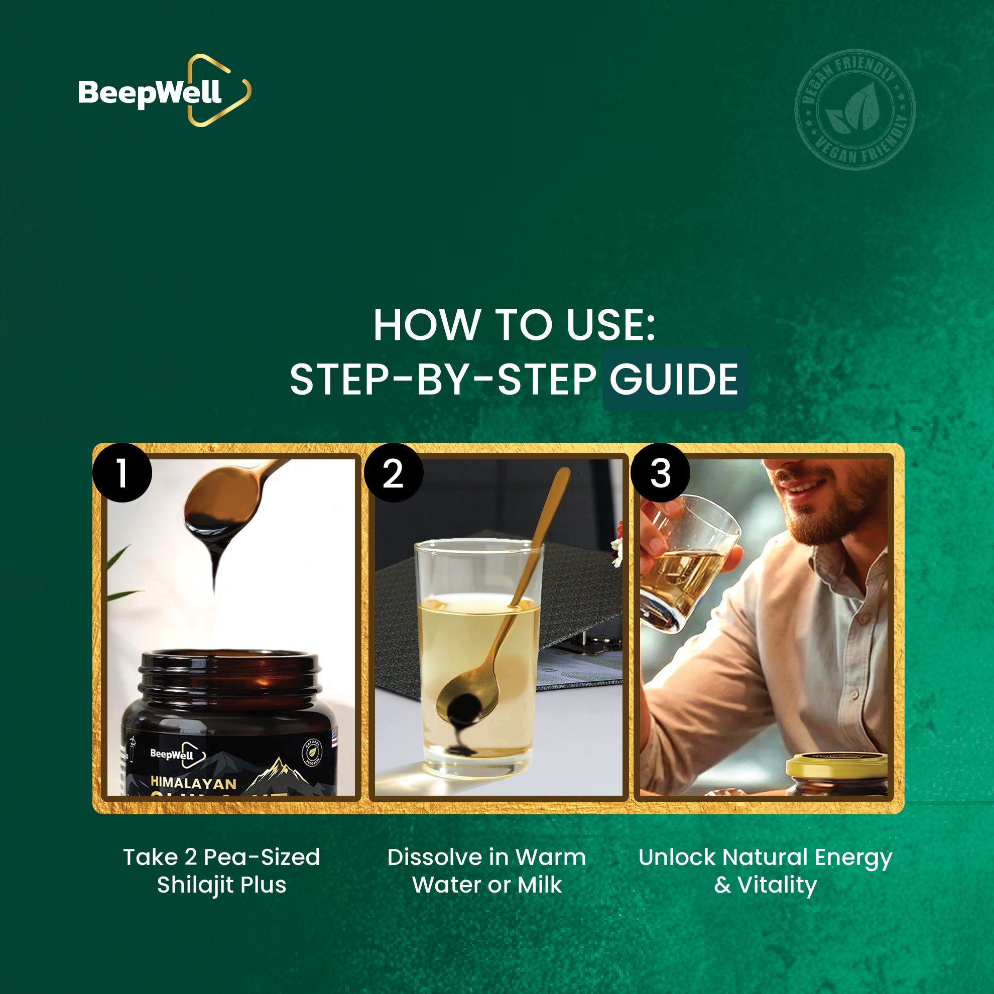 Beepwell Natural Himalayan Shilajit Resin – Rich In Fulvic Acid & Trace Minerals – With Ashwagandha & Black Pepper – Natural Endurance & Vitality Supplement – 40g (50 Servings) - Image 4