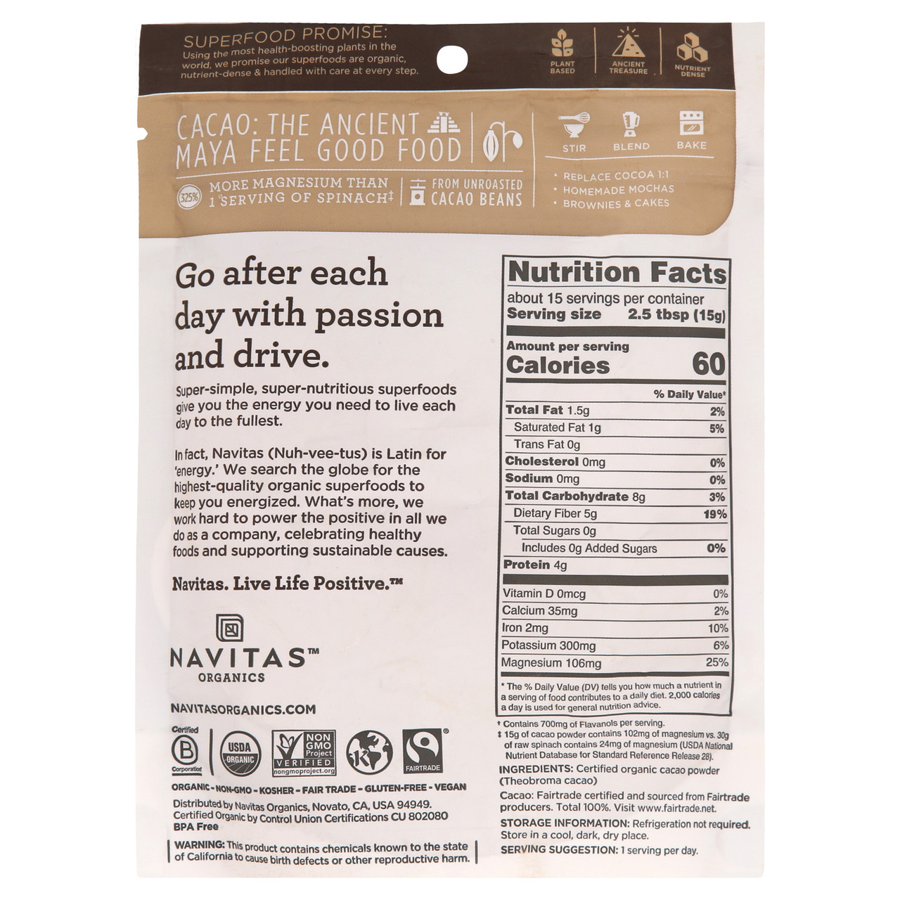 Navitas Naturals Organic Cacao Powder (12x8 OZ) - Image 8