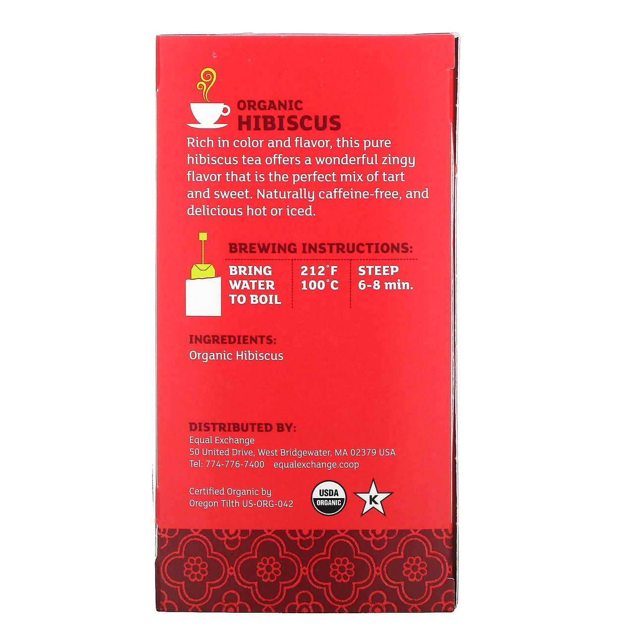 Organic Caffeine Free Hibiscus Herbal Tea 20 Tea Bags (Pack of 6 Boxes) - Image 2