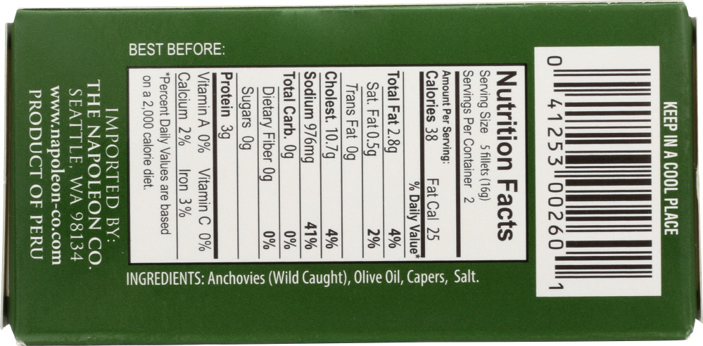 Napoleon Co. Anchovies Rolled (1x2OZ ) - Image 3