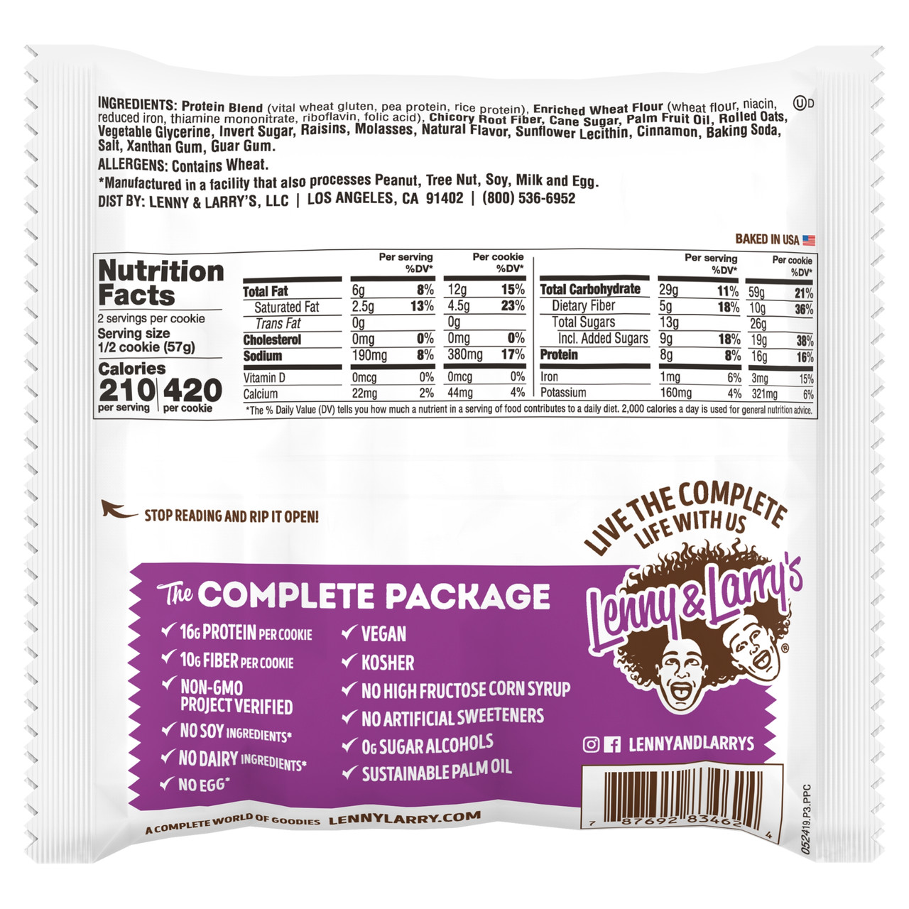 Lenny & Larry's Oatmeal Raisin Cookies (12x4 Oz) - Image 3