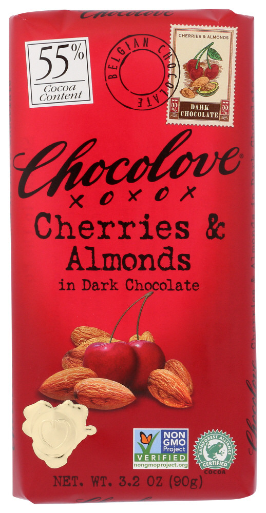Chocolove Dark Chocolate Bar Cherry & Almond (12x3.2 Oz)