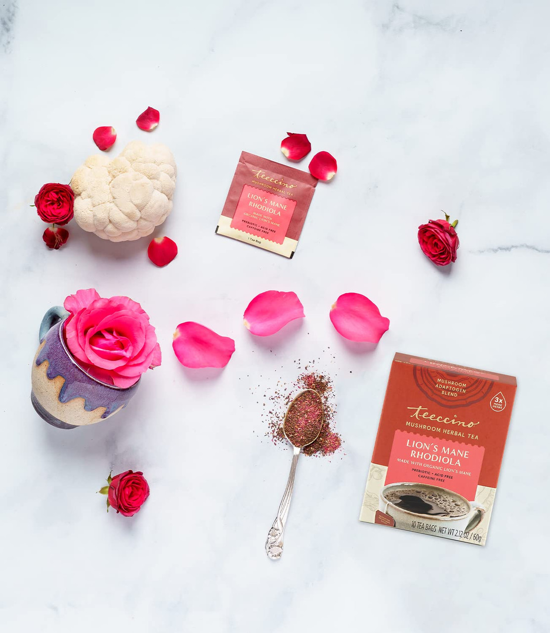 Teeccino Lion's Mane Rhodiola Mushroom Herbal Tea 10 Tea Bags (Pack of 6 Boxes) - Image 6