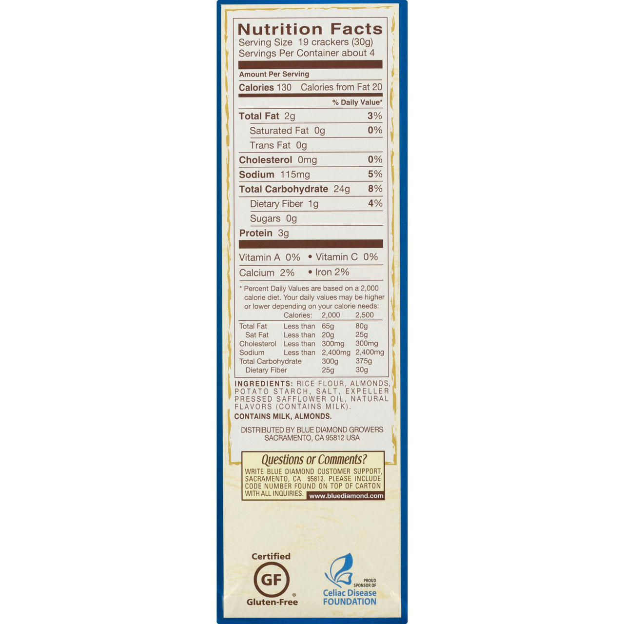 Blue Diamond Almond Nut Thin Crackers (12x4.25 Oz) - Image 4