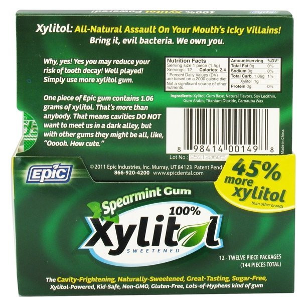 Epic Dental Xylitol Gum Spearmint (12x12 CT) - Image 2
