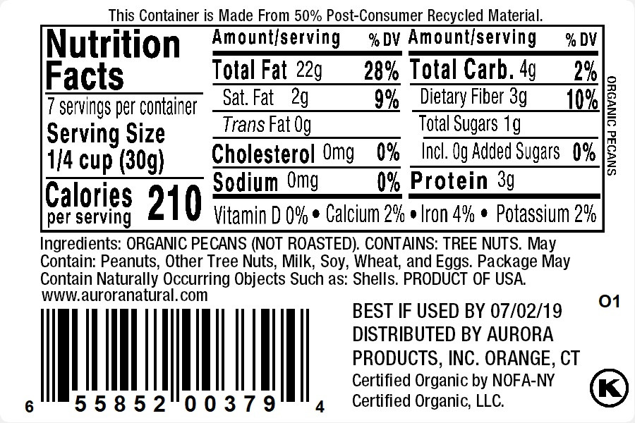 OG2 AURORA PECANS RAW ( 12 X 7 OZ ) - Image 2