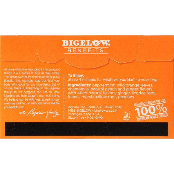 Bigelow Benefits Ginger & Peach Herbal Tea 18 Tea Bags (Pack of 6 Boxes) - Image 3
