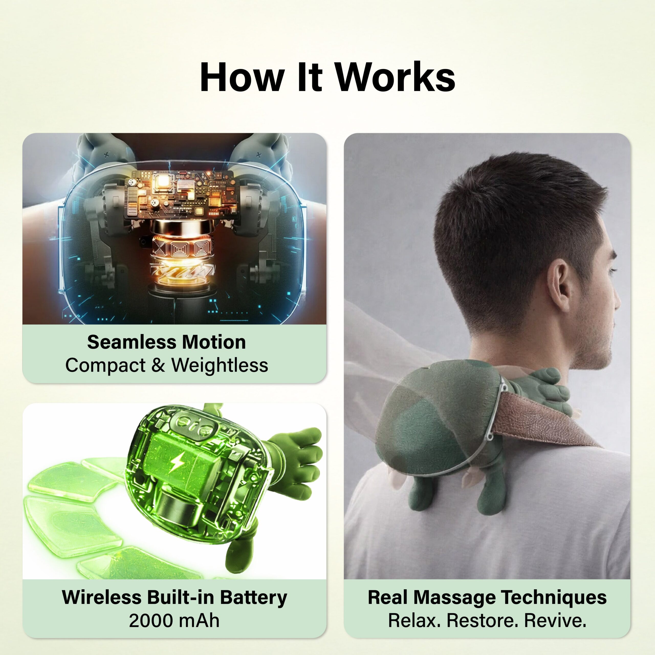 Bionic 4D Neck & Shoulder Massager with Heat – Cordless Deep Kneading Electric Massager (2026 Upgraded Version) - Image 3