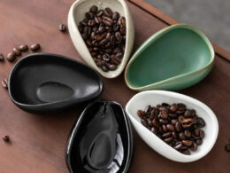 Ceramic Coffee Bean Dosing Cup Tray - Pottery Espresso Scoop for Precision Coffee Brewing