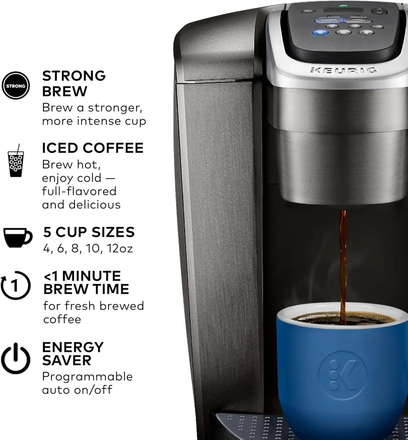 Single Serve K-Cup Pod Coffee Maker, with Strength and Temperature Control, Iced Coffee Capability, 8 To 12oz Brew Size - Image 2