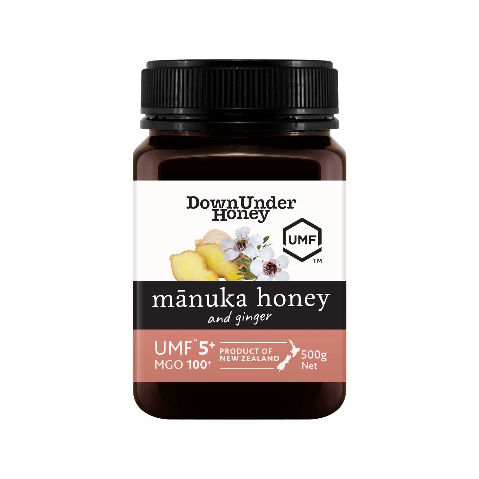 DownUnder Honey Manuka UMF 5+ Honey & Ginger 500g