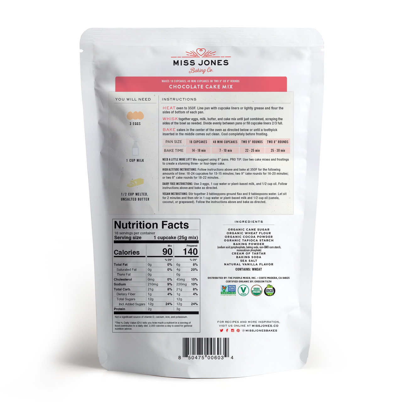 Miss Jones Baking Co Organic Chocolate Cake Mix (6x15.87 OZ) - Image 4