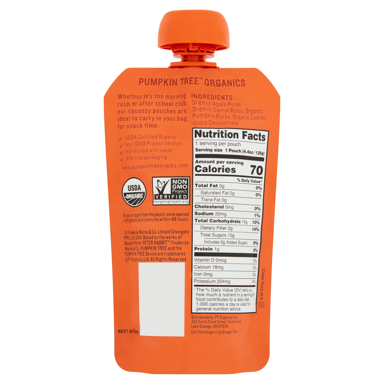 Peter Rabbit Organics Pumpkin Carrot & Apple Fruit Puree (10x4.4 Oz) - Image 2