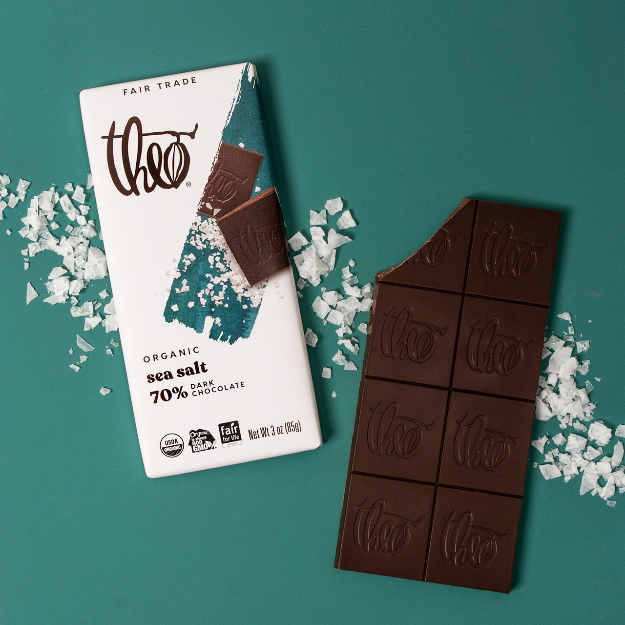 Theo Chocolate Sea Salt 70% Dark (12x3 OZ) - Image 3