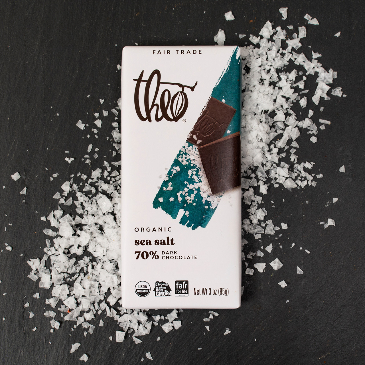 Theo Chocolate Sea Salt 70% Dark (12x3 OZ) - Image 2