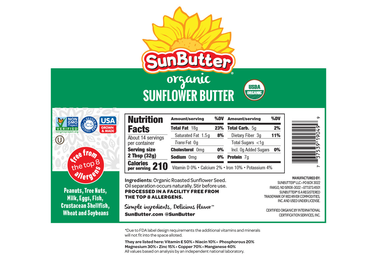 Sunbutter Sunflower Seed Spread Organic Jar (6x16Oz) - Image 2