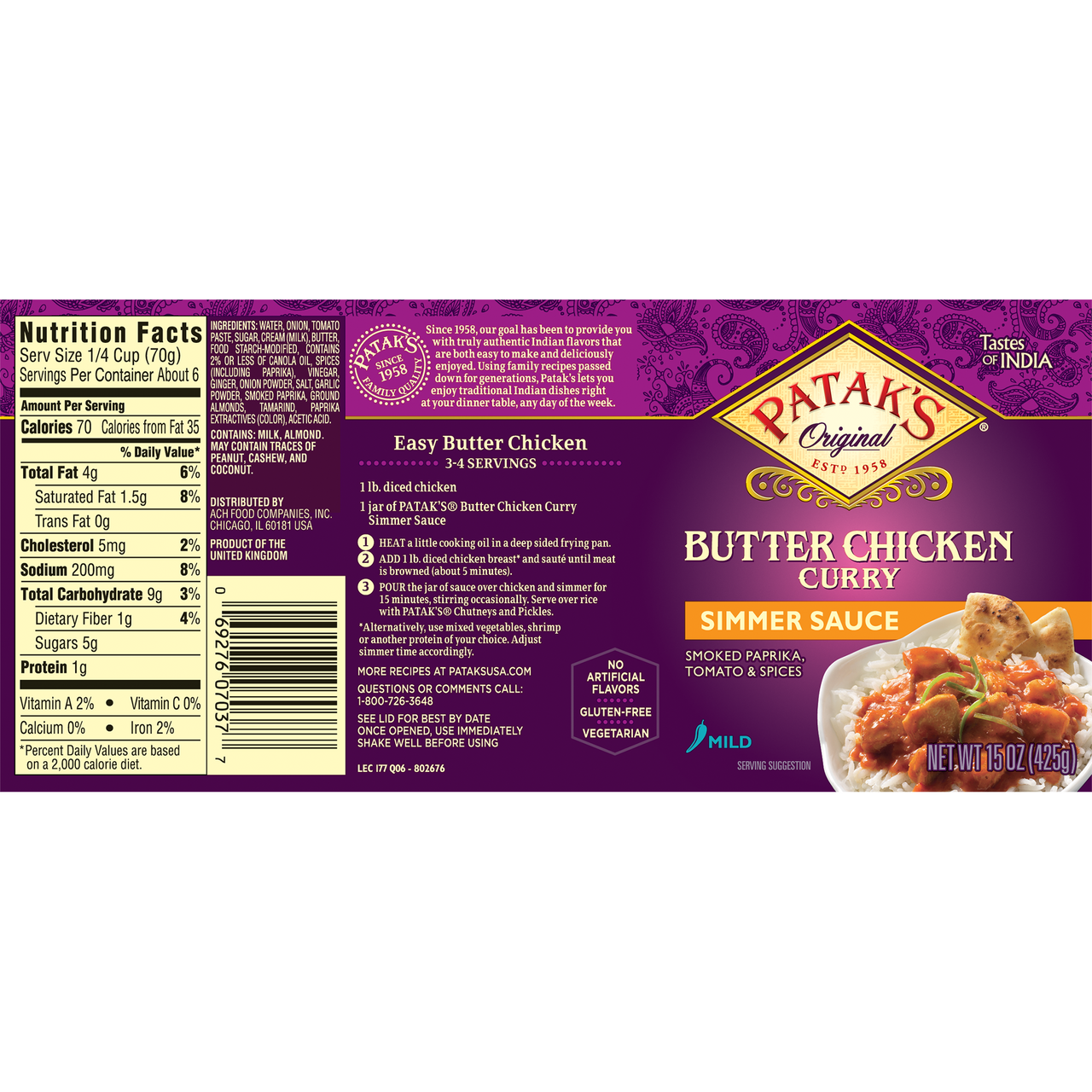 Patak Butter Chicken Cry (6x15OZ ) - Image 5