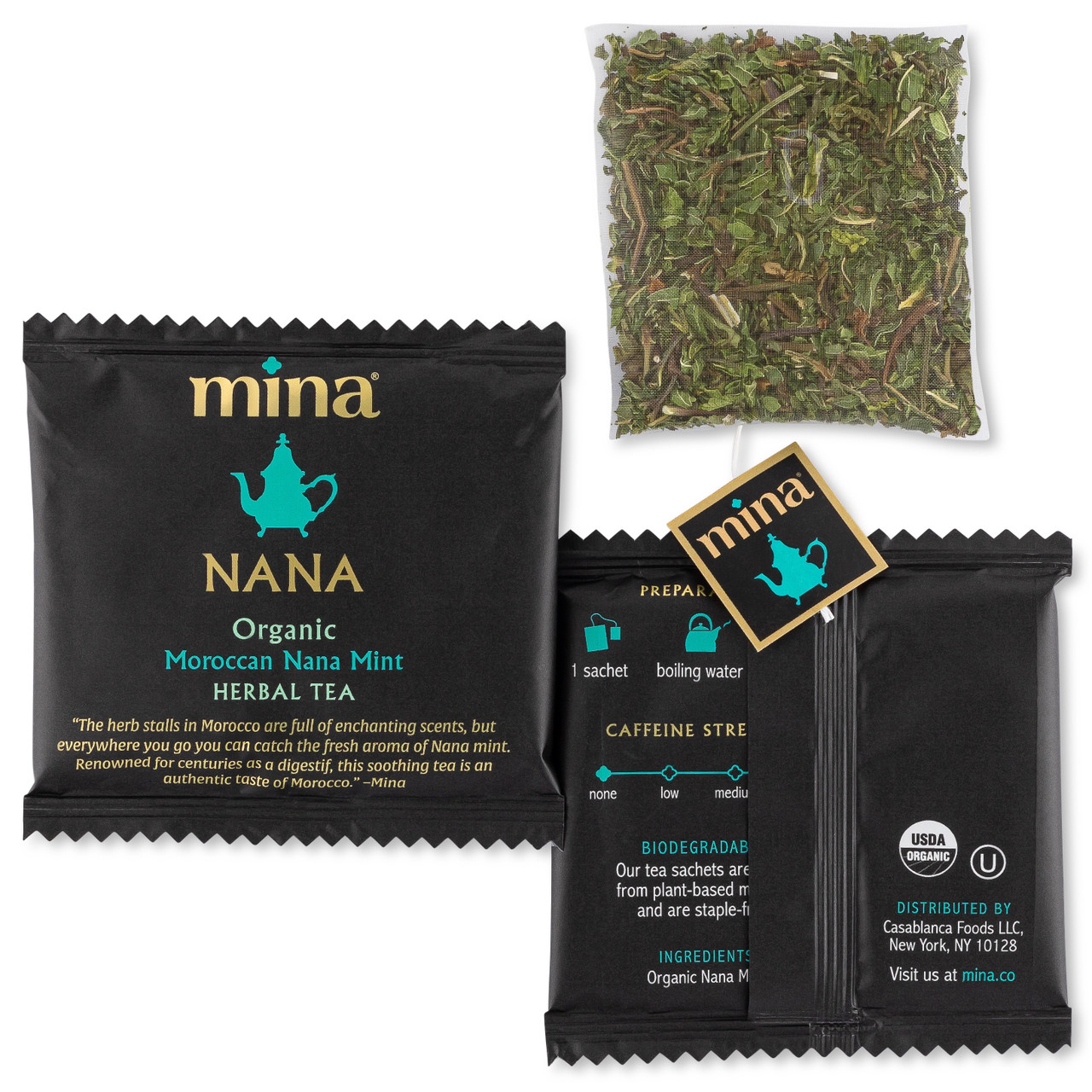 Mina Organic Moroccan Nana Mint Herbal Tea 15 Sachets (Pack of 6 Boxes) - Image 2