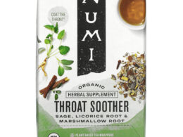 Numi Organic Caffeine Free Throat Soother Herbal Tea 16 Tea Bags (Pack of 6 Boxes)