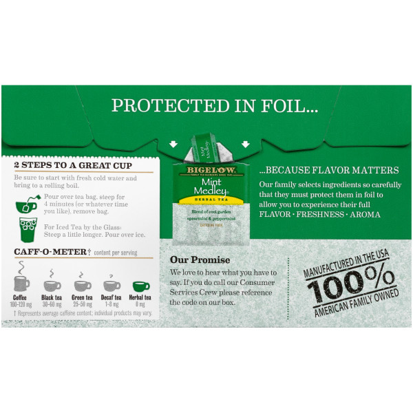 Bigelow Mint Medley Herbal Tea 20 tea Bags (Pack of 6 Boxes) - Image 4