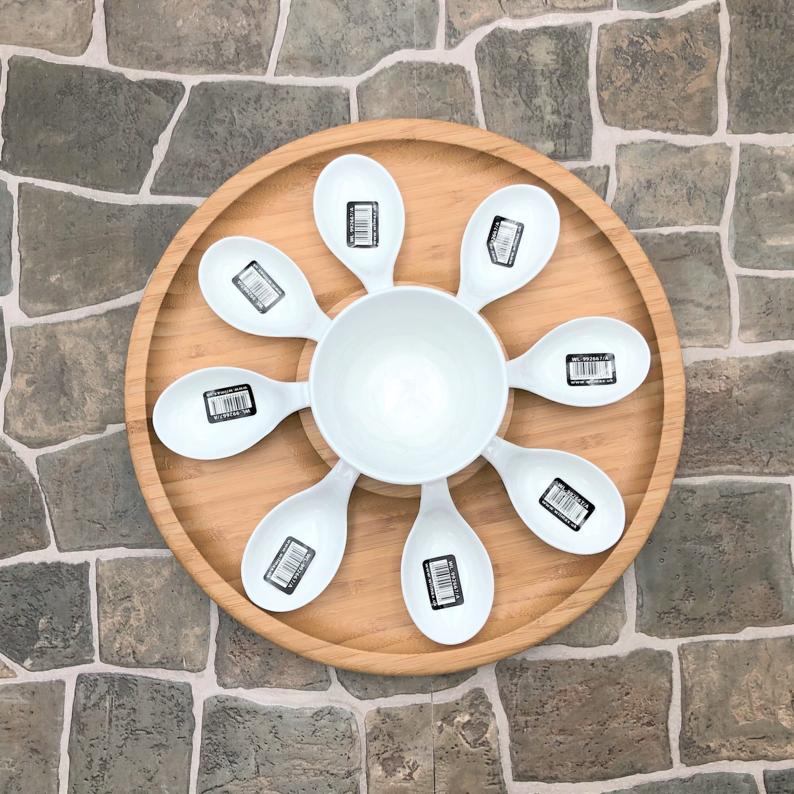 Medium Party Serving Tray With 8 Shooter Spoons And Condiments Dish For The Center - Image 2