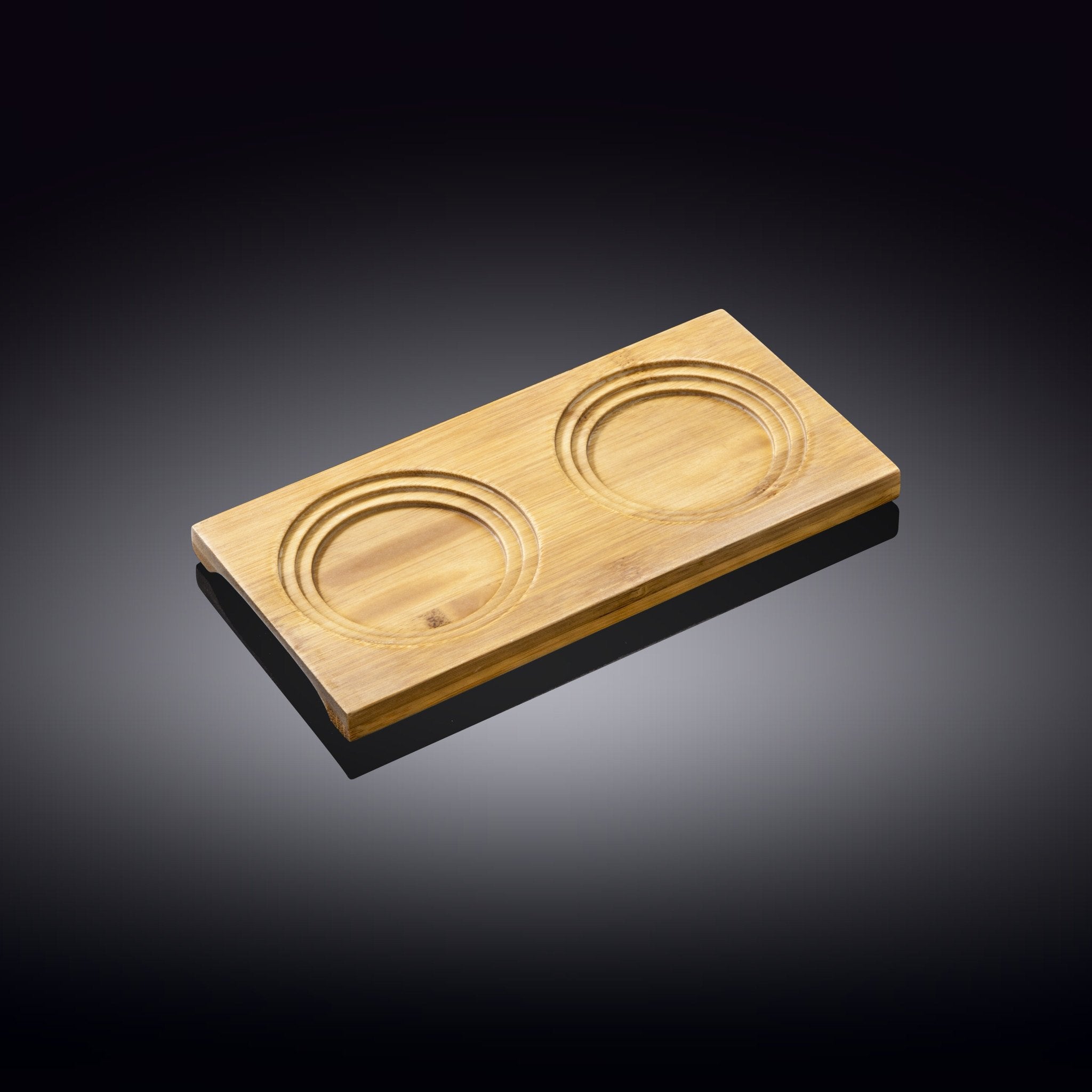 A Set Of 3 Bamboo Double Trays With 6 Fine Porcealin Ramekins To Match - Image 3