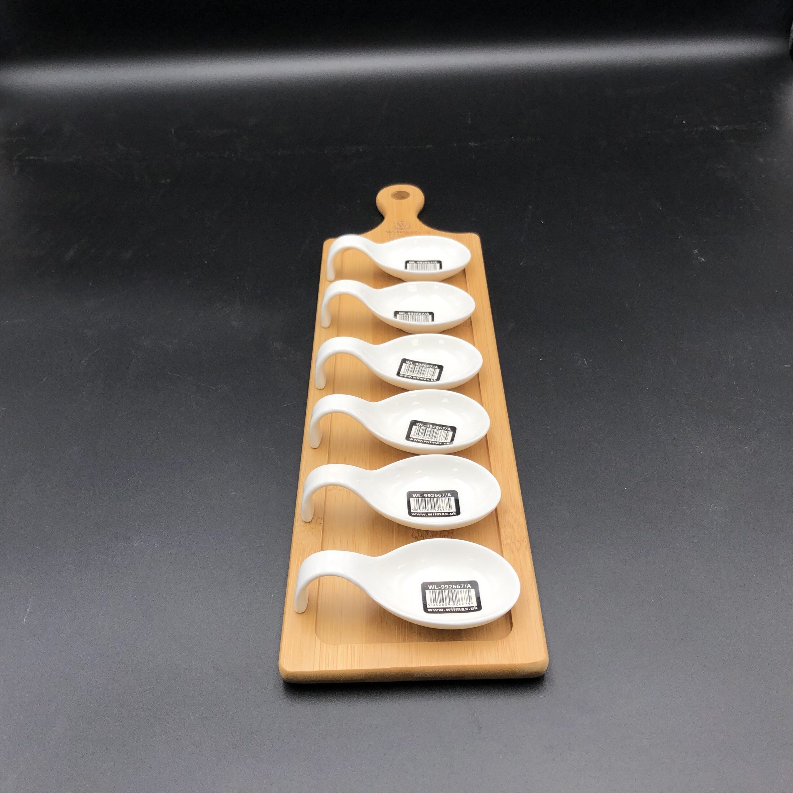 Small Party Serving Tray With 6 Shooter Spoons On An 18 Inch Bamboo Board To Match - Image 2